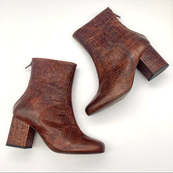 Free People Cecile Croc-Print Leather Ankle Bootie - Picture 7 of 11